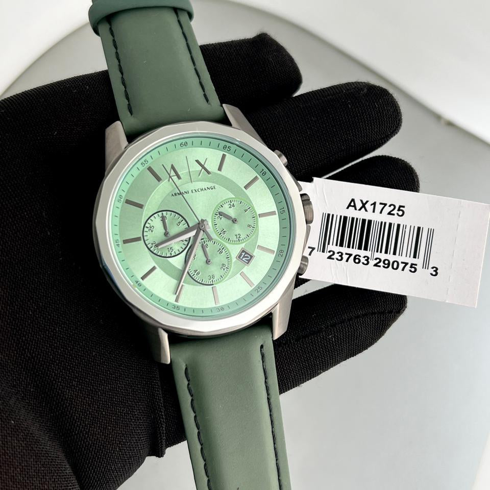 Armani Exchange Banks Chronograph Green Dial Green Leather Strap Watch For Men - AX1725 Buy Now By Armani Exchange