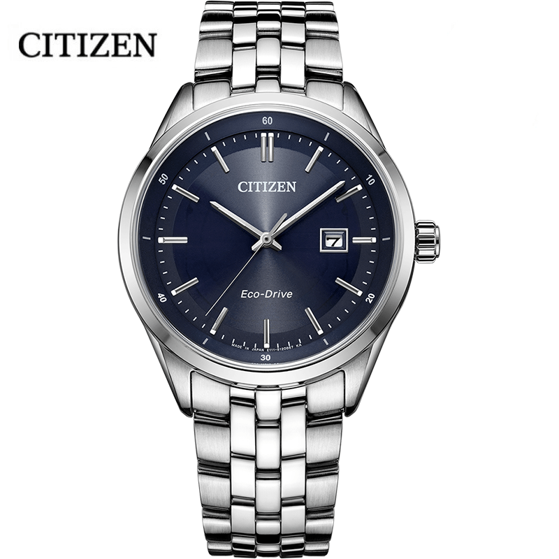 Citizen Eco Drive Blue Dial Silver Steel Strap Watch For Men - BM7250-56L Buy Now By Citizen