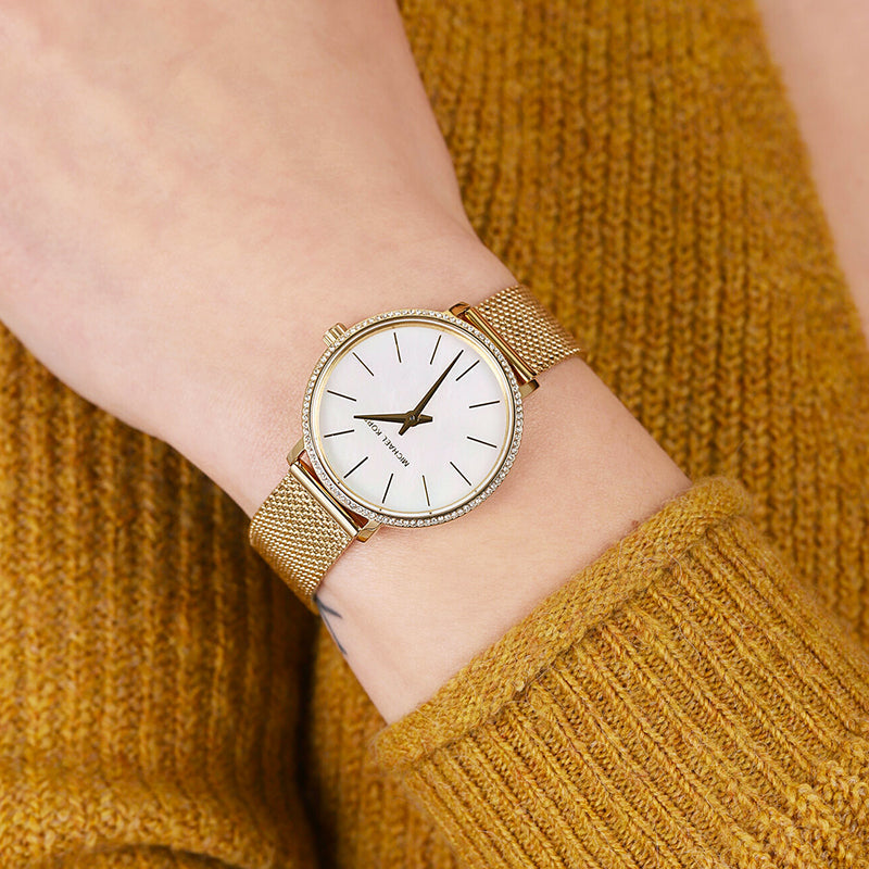 Michael Kors Pyper Quartz Mother of Pearl White Dial Gold Mesh Bracelet Watch For Women - MK4619 Buy Now By Michael Kors