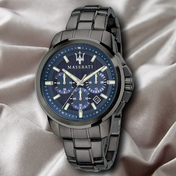 Maserati Successo Chronograph Blue Dial Black Steel Strap Watch For Men - R8873621005 Buy Now By Maserati