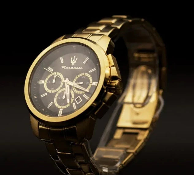Maserati Successo 44mm Black Dial Gold Stainless Steel Strap Watch For Men - R8873621013 Buy Now By Maserati