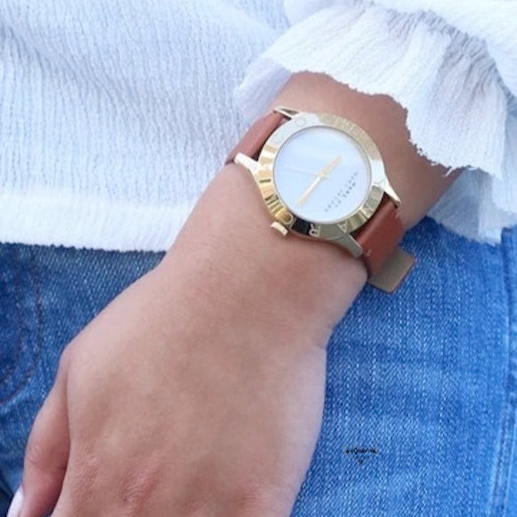 Marc Jacobs Blade White Dial Brown Leather Strap Watch for Women - MBM1218 Buy Now By Marc Jacobs
