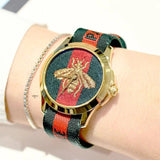 Gucci Le Marche des Merveilles Green & Red Dial Green & Red NATO Strap Unisex Watch - YA126487 Buy Now By Gucci