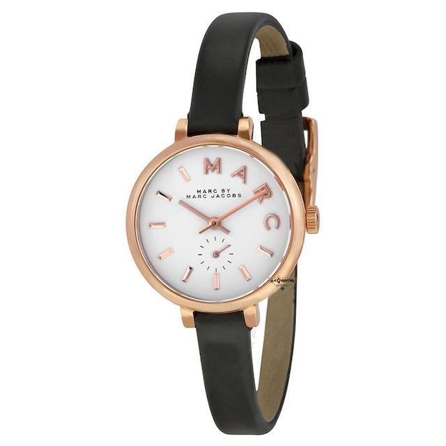 Marc Jacobs Sally White Dial Black Leather Strap Watch for Women - MBM1352 Buy Now By Marc Jacobs
