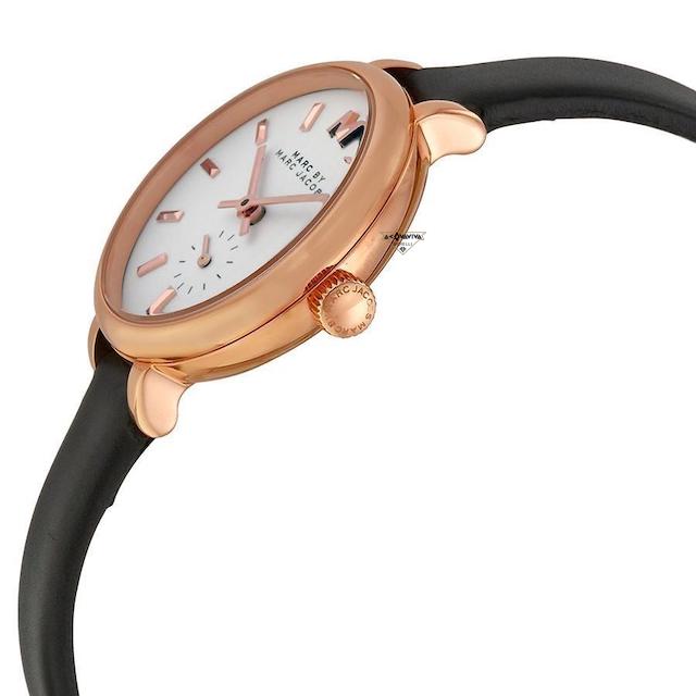 Marc Jacobs Sally White Dial Black Leather Strap Watch for Women - MBM1352 Buy Now By Marc Jacobs