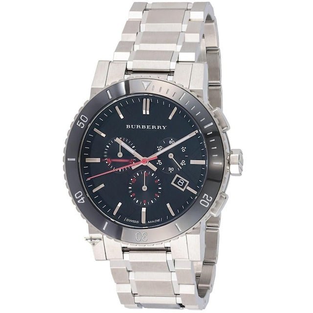 Burberry The City Black Dial Silver Steel Strap Watch for Men - BU9380 Buy Now By Burberry
