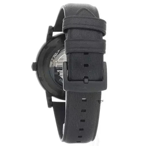 Emporio Armani Luigi Automatic Skeleton Black Dial Black Leather Strap Watch For Men - AR60012 Buy Now By Emporio Armani