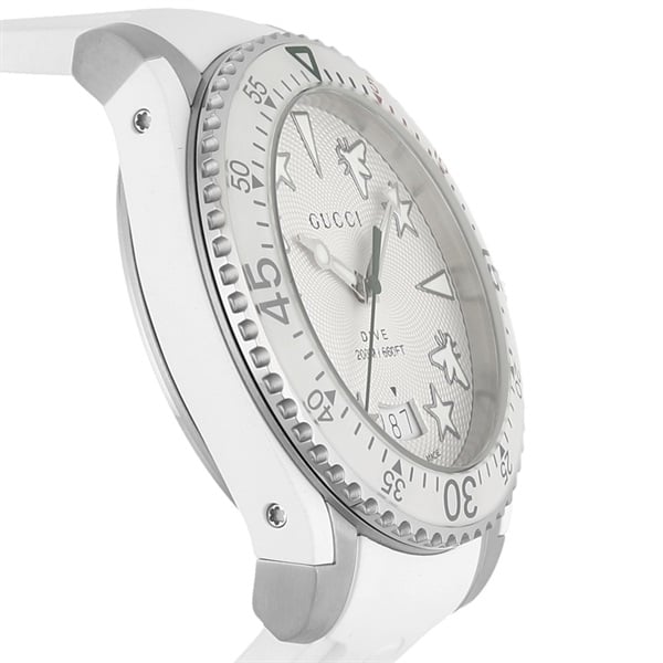 Gucci Dive Quartz White Dial White Rubber Strap Watch For Men - YA136337 Buy Now By Gucci