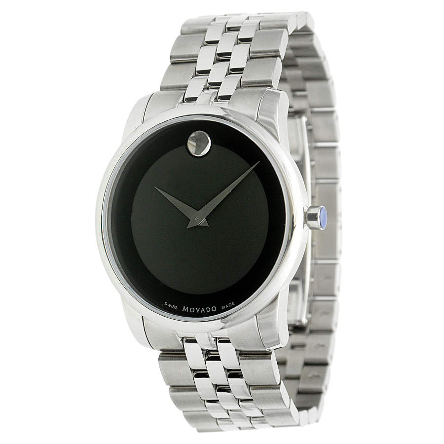 Movado Museum Classic Black Dial Silver Steel Strap Watch For Men - 606504 Buy Now By Movado