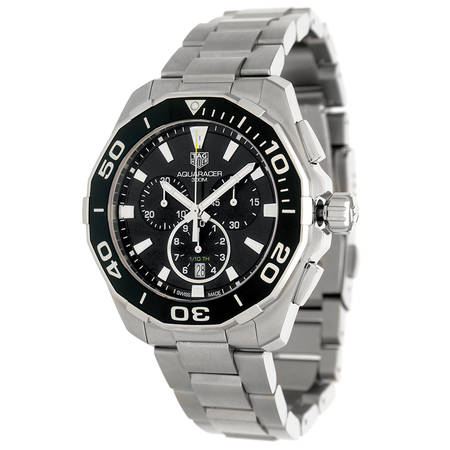 Tag Heuer Aquaracer Quartz Chronograph Black Dial Silver Steel Strap Watch for Men - CAY111A.BA0927 Buy Now By Tag Heuer