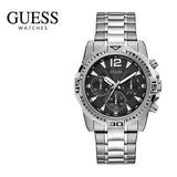 Guess Commander Chronograph Black Dial Silver Steel Strap Watch for Men - GW0056G1 Buy Now By Guess