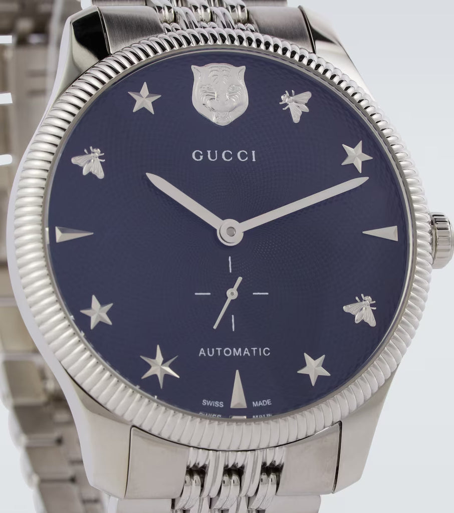 Gucci G Timeless Automatic Black Dial Silver Steel Strap Watch For Men - YA126353 Buy Now By Gucci