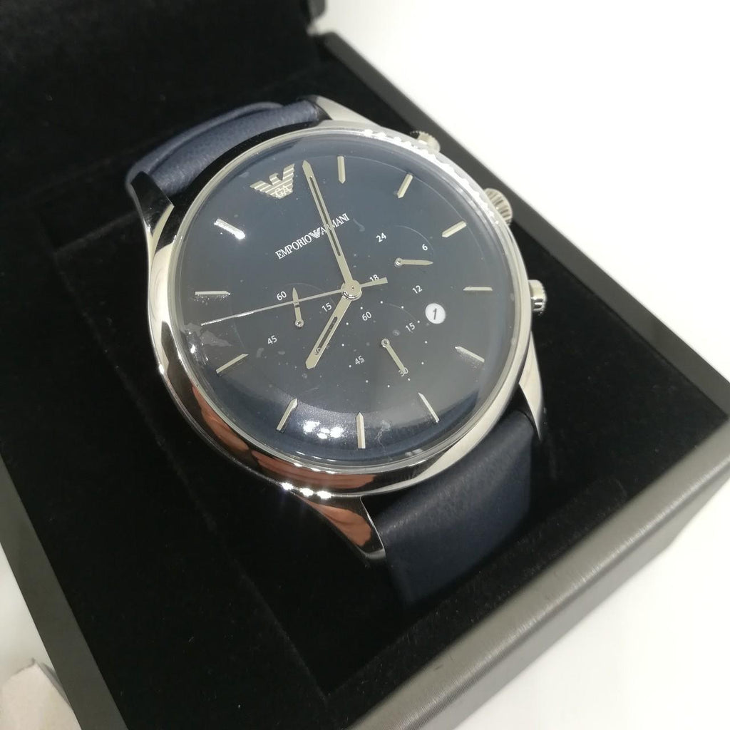 Emporio Armani Lambda Chronograph Blue Dial Blue Leather Strap Watch For Men - AR11018 Buy Now By Emporio Armani