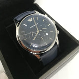 Emporio Armani Lambda Chronograph Blue Dial Blue Leather Strap Watch For Men - AR11018 Buy Now By Emporio Armani