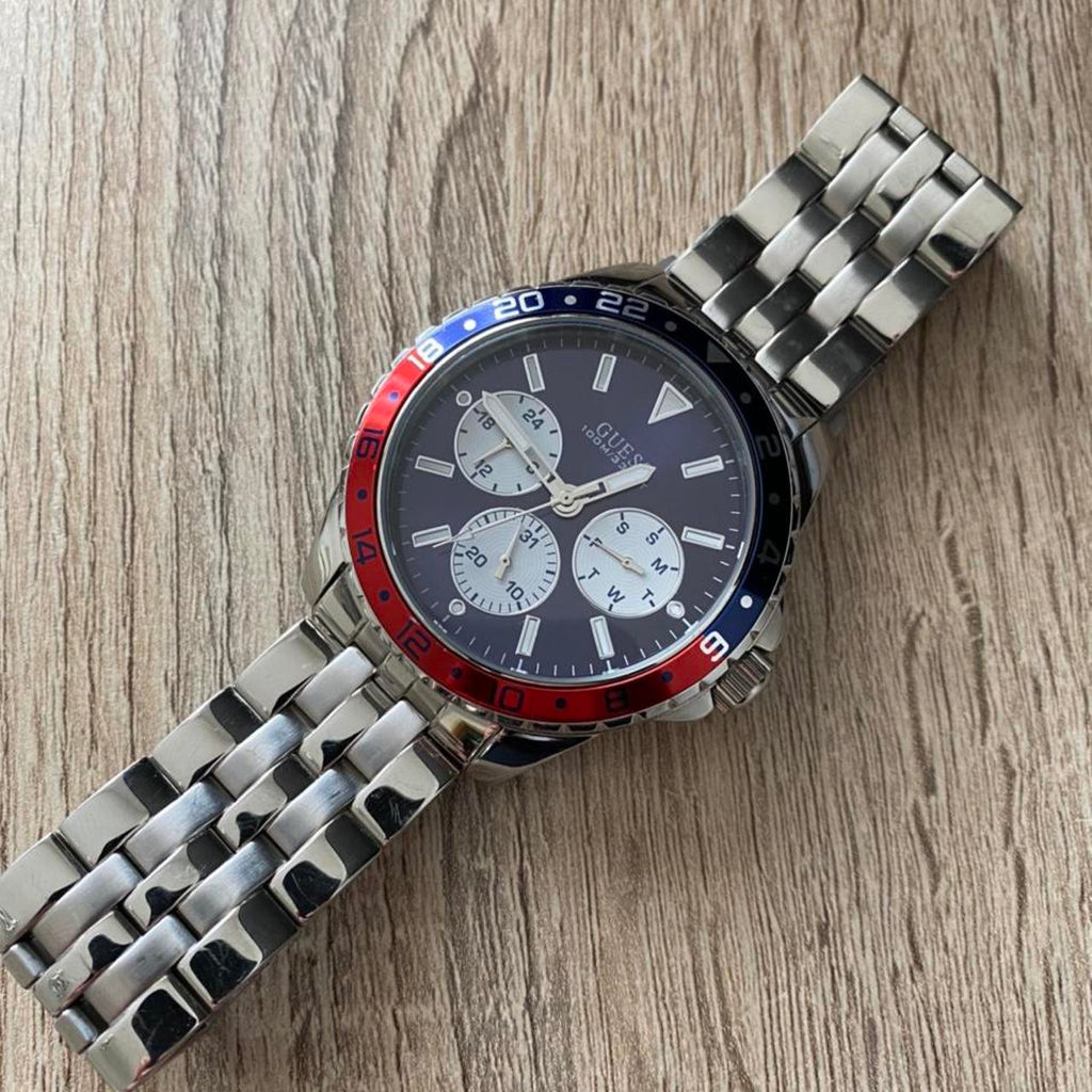 Guess Odyssey Multifunction Blue Dial Silver Steel Strap Watch For Men - W1107G2 Buy Now By Guess