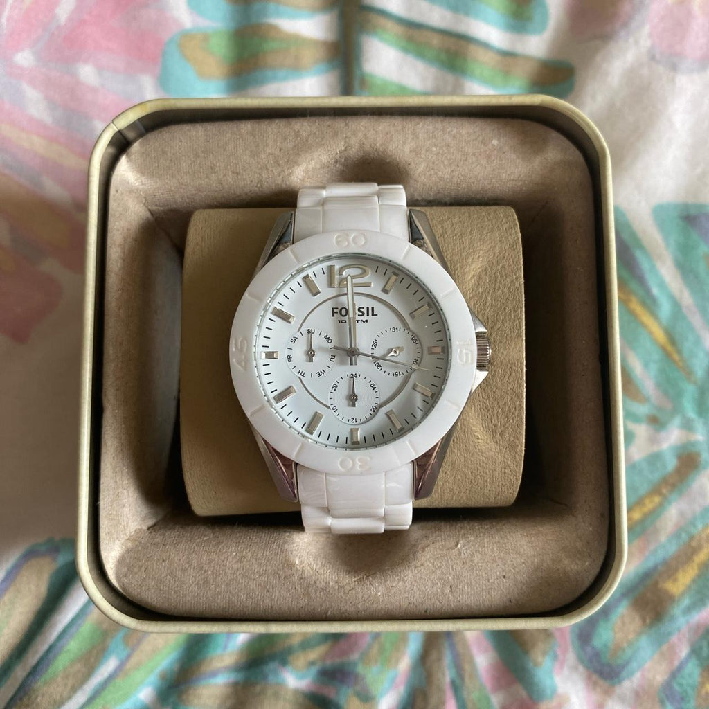 Fossil Ceramic White Dial White Ceramic Strap Watch for Women - CE1002 Buy Now By Fossil