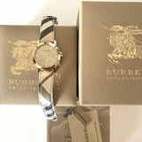 Burberry The City Gold Dial Haymarket Brown Leather Strap Watch for Women - BU9026 Buy Now By Burberry