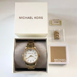 Michael Kors Layton Three Hand Mother of Pearl White Dial Gold Steel Strap Watch For Women - MK6870 Buy Now By Michael Kors