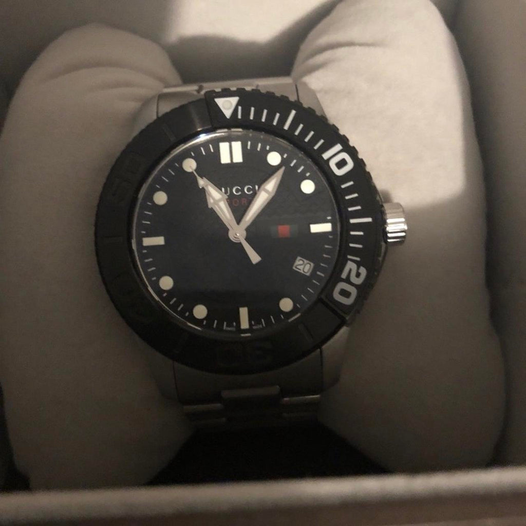 Gucci G Timeless Black Dial Silver Steel Strap Watch For Men - YA126249 Buy Now By Gucci