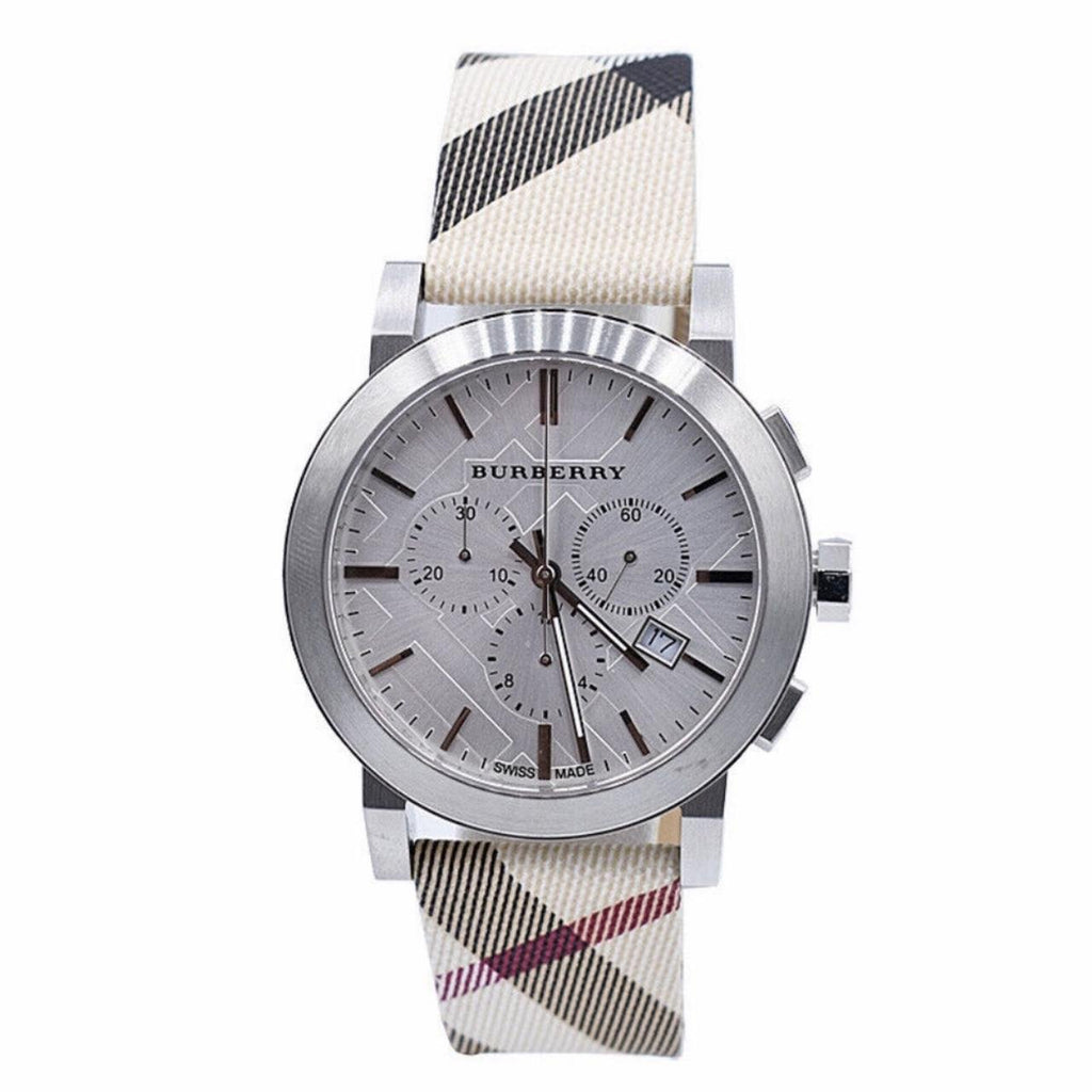 Burberry The City Nova White Dial Checked Brown Leather Strap Watch for Men - BU9357 Buy Now By Burberry