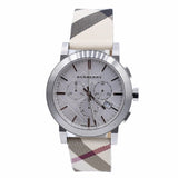 Burberry The City Nova White Dial Checked Brown Leather Strap Watch for Men - BU9357 Buy Now By Burberry