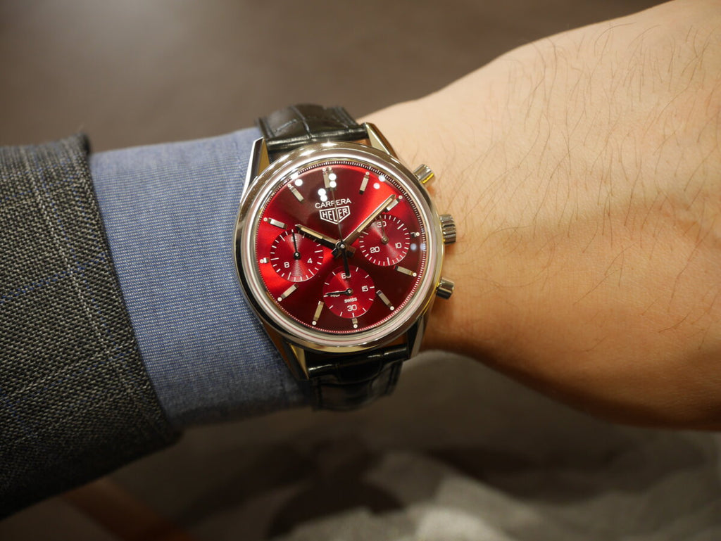 Tag Heuer Carrera Automatic Chronograph Red Dial Black Leather Strap Watch for Men - CBK221G.FC6479 Buy Now By Tag Heuer