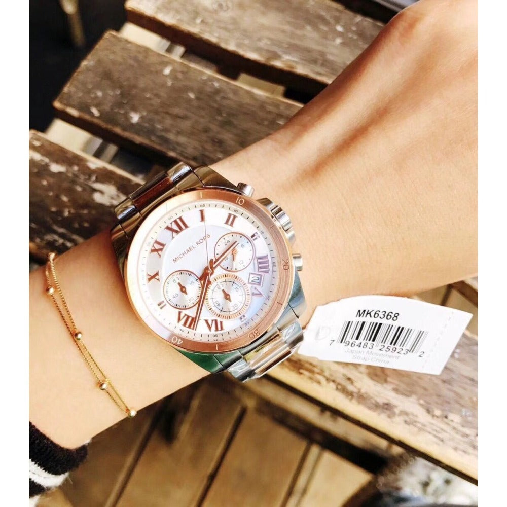 Michael Kors Brecken Chronograph White Dial Two Tone Steel Strap Watch For Women - MK6368 Buy Now By Michael Kors