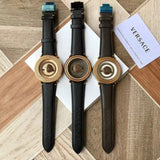 Versace V Metal Icon Quartz Silver Dial Brown Leather Strap Watch For Men - VQL010015 Buy Now By Versace