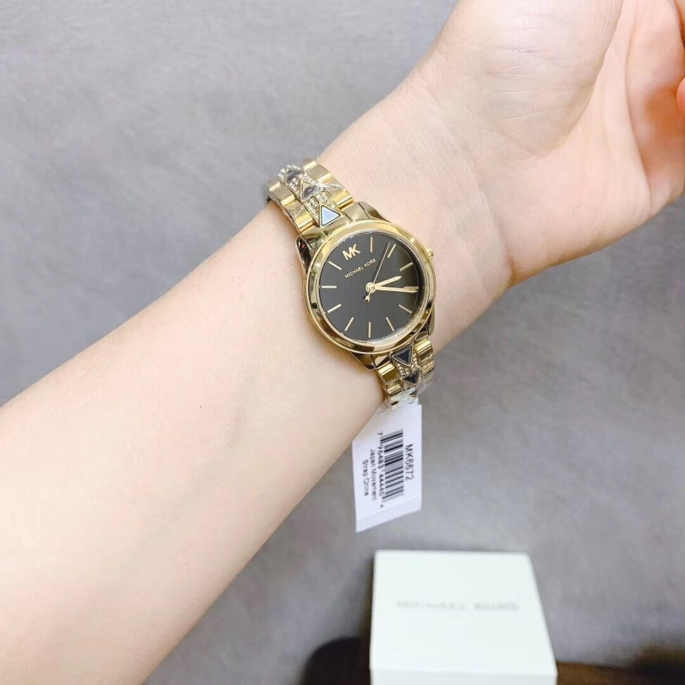 Michael Kors Runway Mercer Quartz Black Dial Two Tone Steel Strap Watch For Women - MK6672 Buy Now By Michael Kors