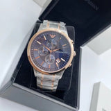Emporio Armani Renato Chronograph Blue Dial Two Tone Steel Strap Watch For Men - AR80025 Buy Now By Emporio Armani