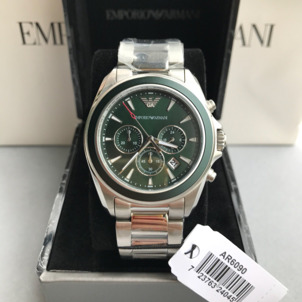 Emporio Armani Sportivo Chronograph Blue Dial Silver Steel Strap Watch For Men - AR6090 Buy Now By Emporio Armani