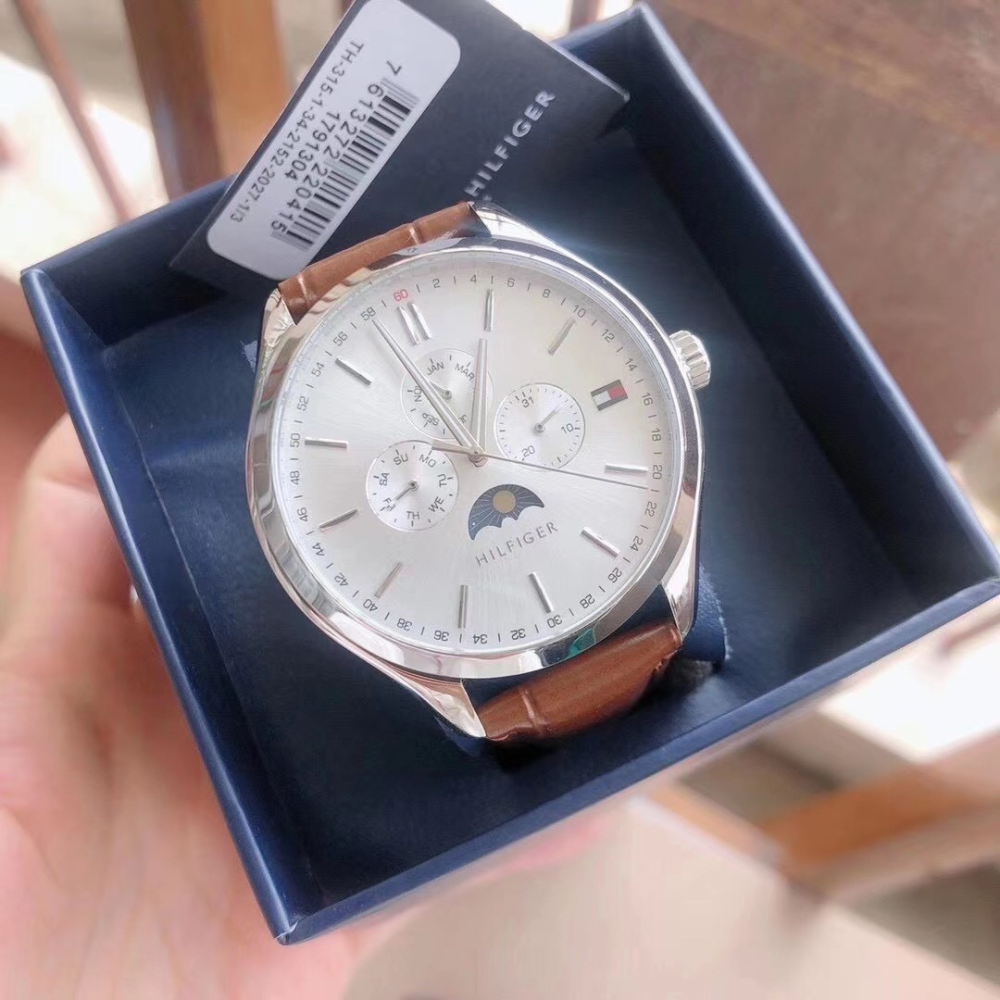 Tommy Hilfiger Oliver Quartz White Dial Brown Leather Strap Watch for Men - 1791304 Buy Now By Tommy Hilfiger