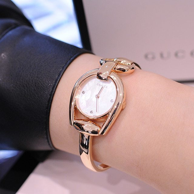 Gucci Horsebit Collection Diamonds Mother of Pearl Dial Rose Gold Steel Strap Watch For Women - YA139508 Buy Now By Gucci