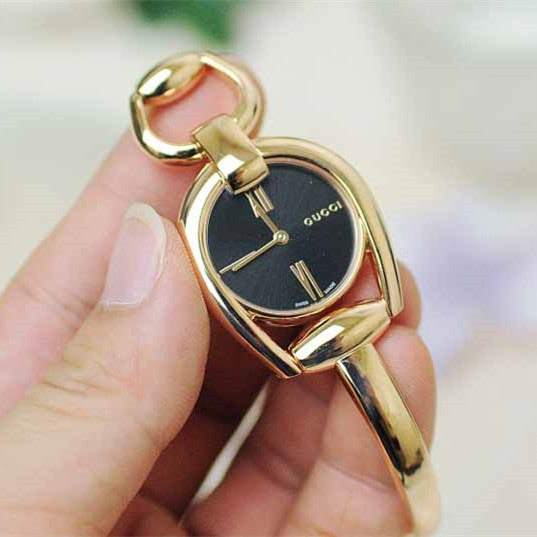 Gucci Horsebit Collection Black Dial Rose Gold Steel Strap Watch For Women - YA139507 Buy Now By Gucci