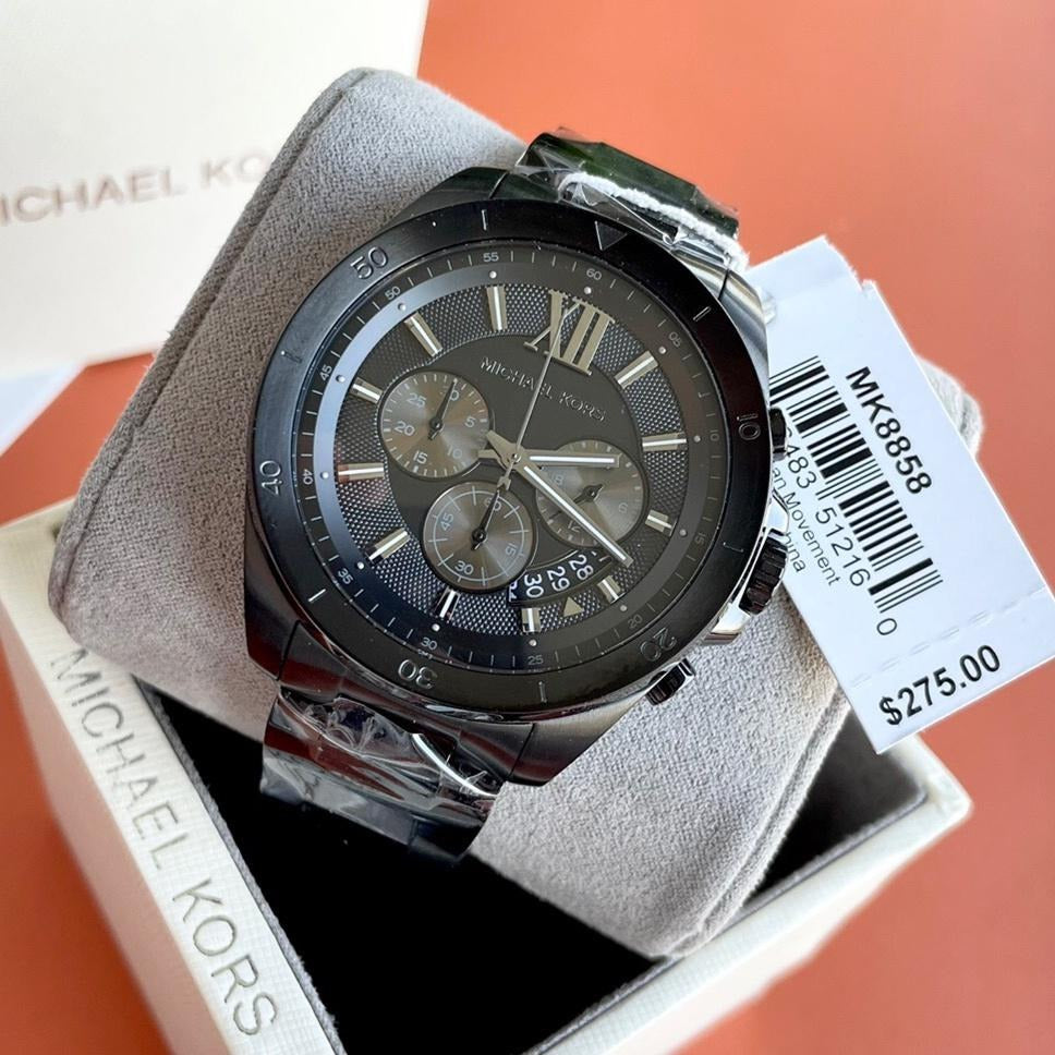 Michael Kors Brecken Chronograph Black Dial Black Steel Strap Watch For Men - MK8858 Buy Now By Michael Kors