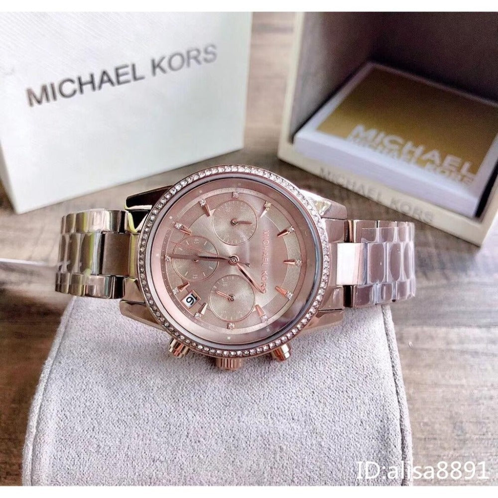 Michael Kors Ritz Chronograph Brown Dial Brown Steel Strap Watch For Women - MK6529 Buy Now By Michael Kors