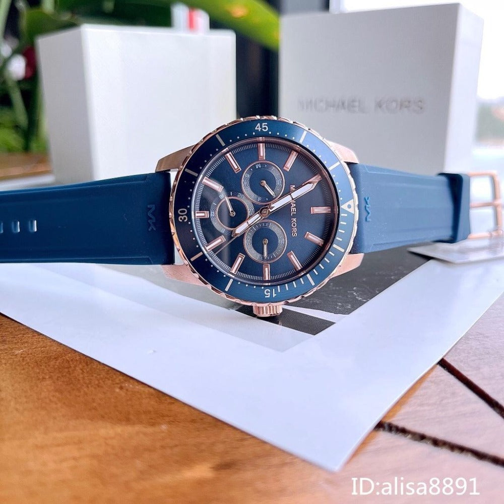 Michael Kors Cunningham Multifunction Blue Dial Blue Rubber Strap Watch For Men - MK7163 Buy Now By Michael Kors