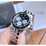 Guess Odyssey Black Dial Silver Steel Strap Watch For Men - W1107G1 Buy Now By Guess