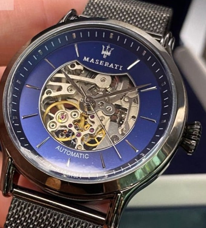 Maserati Epoca Automatic Skeleton Blue Dial Mesh Bracelet Watch For Men - R8823118002 Buy Now By Maserati