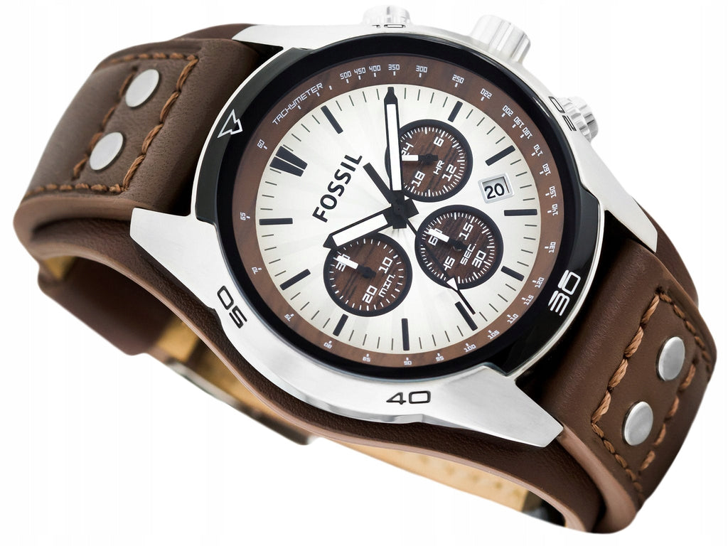 Fossil Coachman Chronograph Silver Dial Brown Leather Strap Watch for Men - CH2565 Buy Now By Fossil