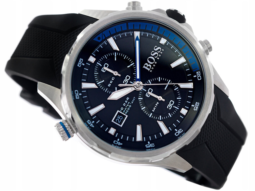 Hugo Boss Globetrotter Black Dial Black Silicone Strap Watch for Men - 1513820 Buy Now By Hugo Boss