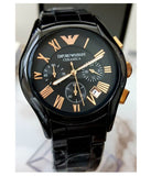 Emporio Armani Valente Ceramica Chronograph Black Dial Black Steel Strap Watch For Men - AR1410 Buy Now By Emporio Armani