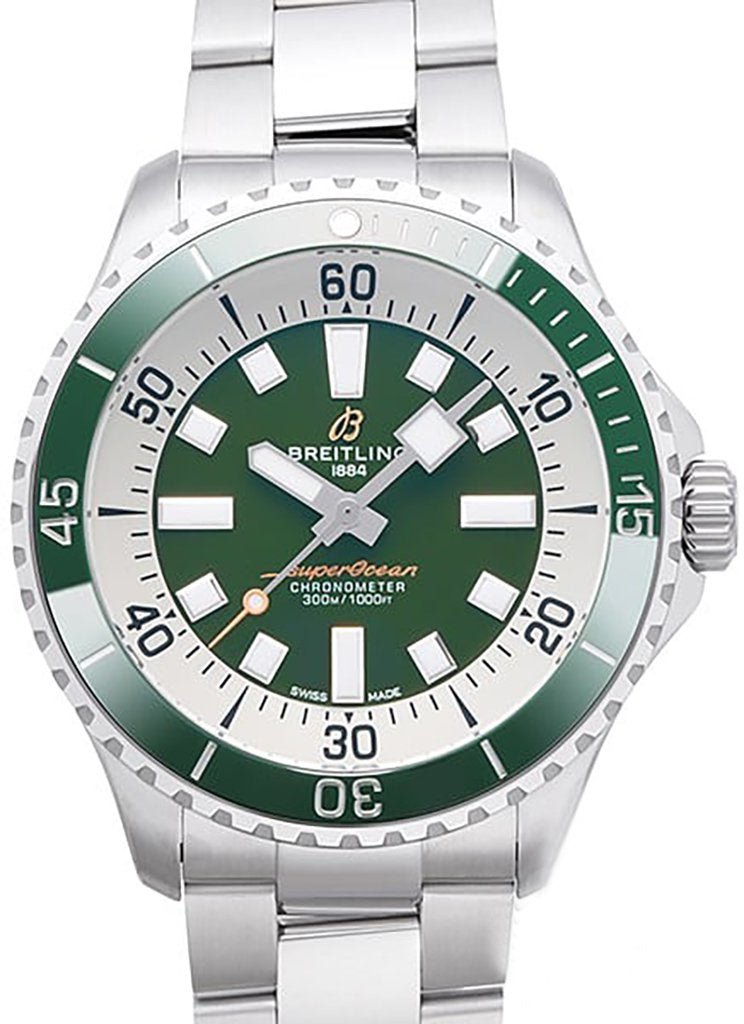 Breitling Superocean Automatic 44mm Navy Green Dial Green Rubber Strap Watch for Men - A17376A31L1A1 Buy Now By Breitling