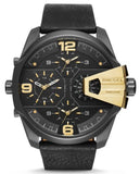 Diesel Uber Chief Two Hand Black Dial Black Leather Strap Watch For Men - DZ7377 Buy Now By Diesel