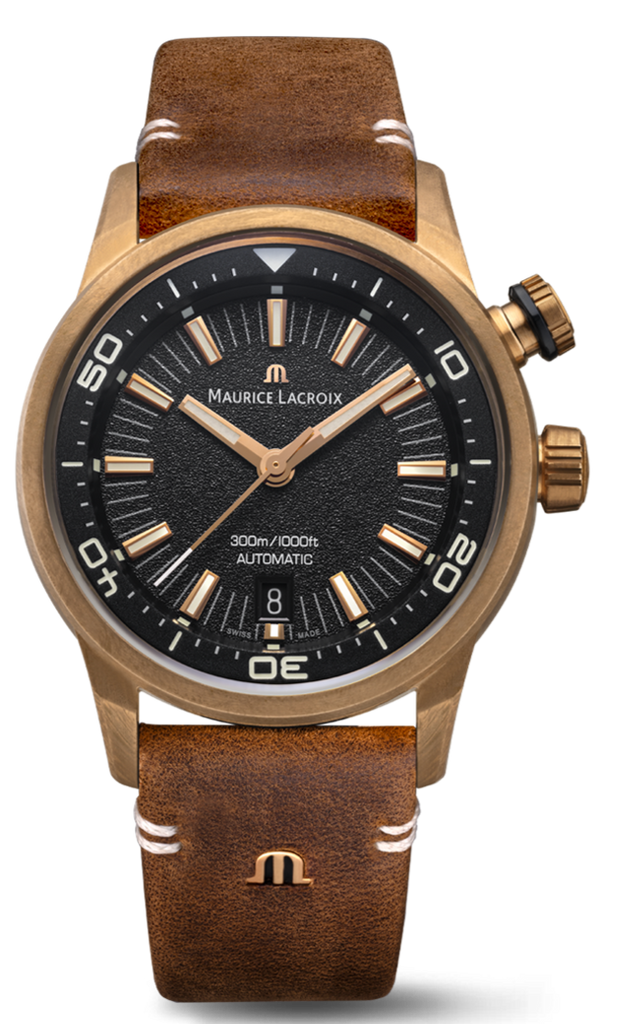 Maurice Lacroix Pontos Diver Limited Edition Black Dial Brown Leather Strap Watch For Men - PT6248-BRZ01-330-3 Buy Now By Maurice Lacroix
