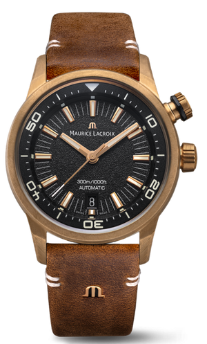 Maurice Lacroix Pontos Diver Limited Edition Black Dial Brown Leather Strap Watch For Men - PT6248-BRZ01-330-3 Buy Now By Maurice Lacroix
