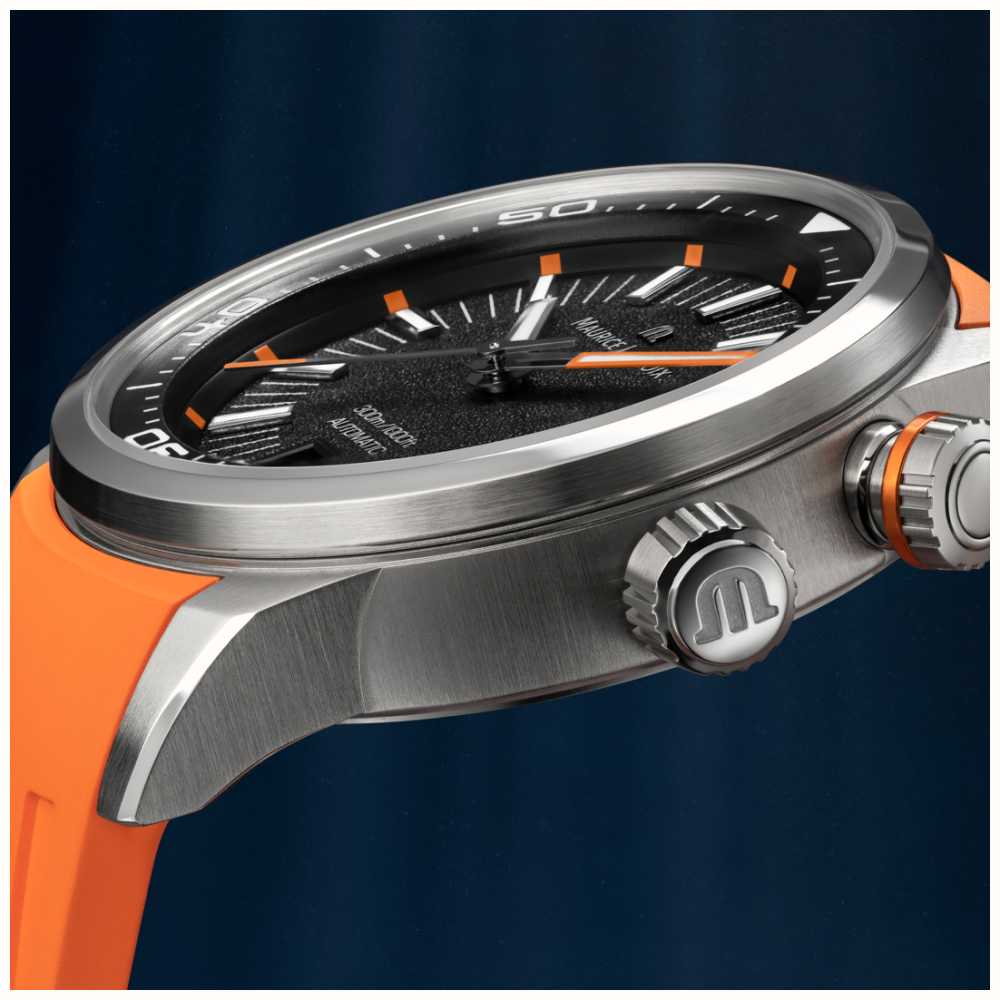 Maurice Lacroix Pontos S Diver Black Dial Orange Rubber Strap Watch For Men - PT6248-SS00L-330-J Buy Now By Maurice Lacroix