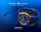 Maurice Lacroix Pontos Divers Limited Edition Blue Dial Blue Leather Strap Watch For Men - PT6248-BRZ0B-430-4 Buy Now By Maurice Lacroix