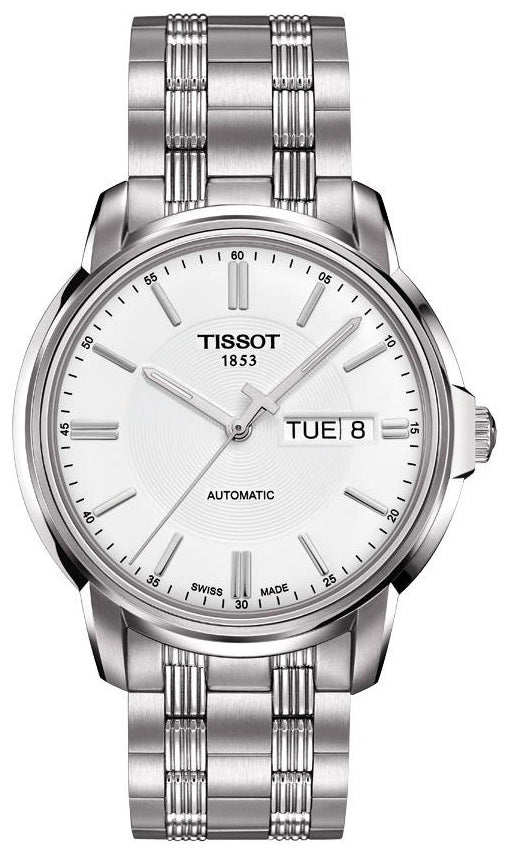 Tissot Automatics III Day Date White Dial Silver Steel Strap Watch For Men - T065.430.11.031.00 Buy Now By Tissot