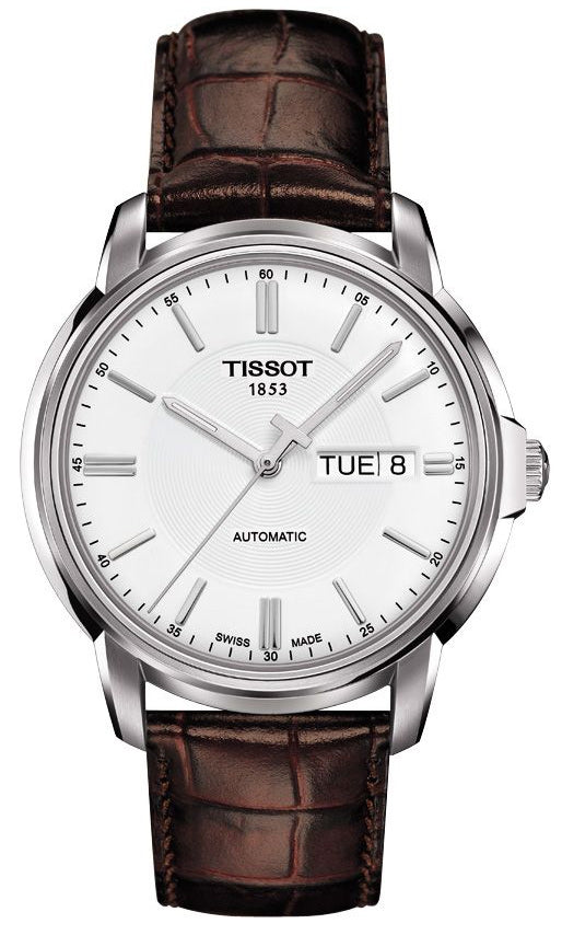 Tissot Automatics III Steel White Dial Brown Leather Strap Watch For Men - T065.430.16.031.00 Buy Now By Tissot